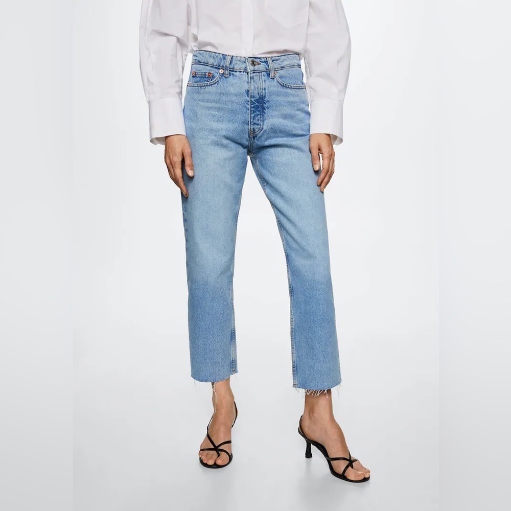 MANGO High-waist Cropped Straight Jeans Size 12